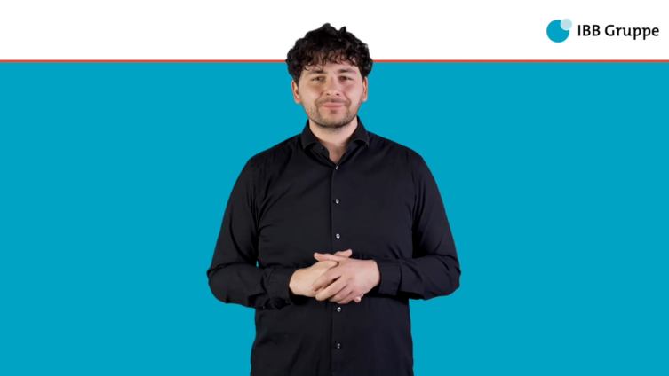 
Standbild des Videos in Deutscher Gebärdensprache (DGS) durch einen Gebärdensprecher, Inhalt: Erklärung zur Barrierefreiheit
